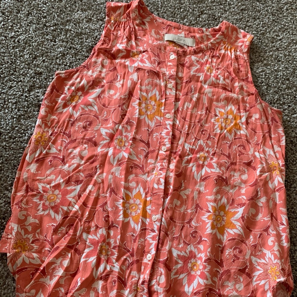 Multi colored button down blouse, sleeveless